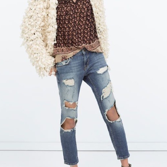 Zara Denim - Zara Woman Vintage Wash Distressed Jeans